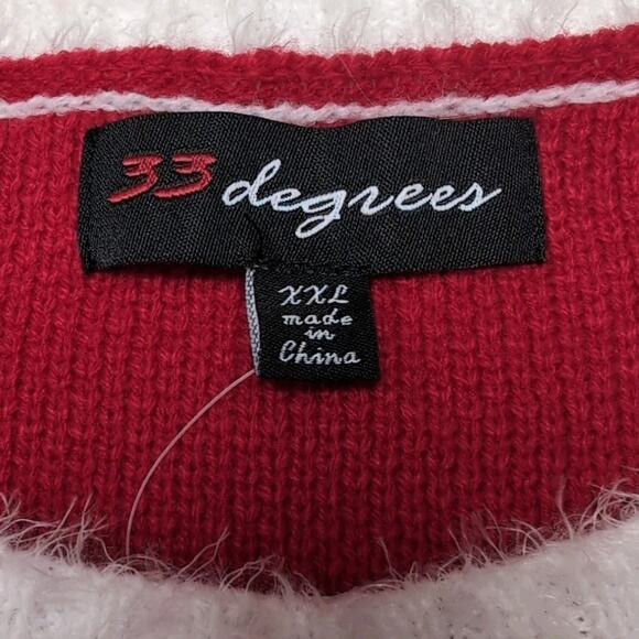 33 Degrees Ugly Christmas Sweater Womens Size XXL Red White Snowflakes NEW NWT - Picture 8 of 15